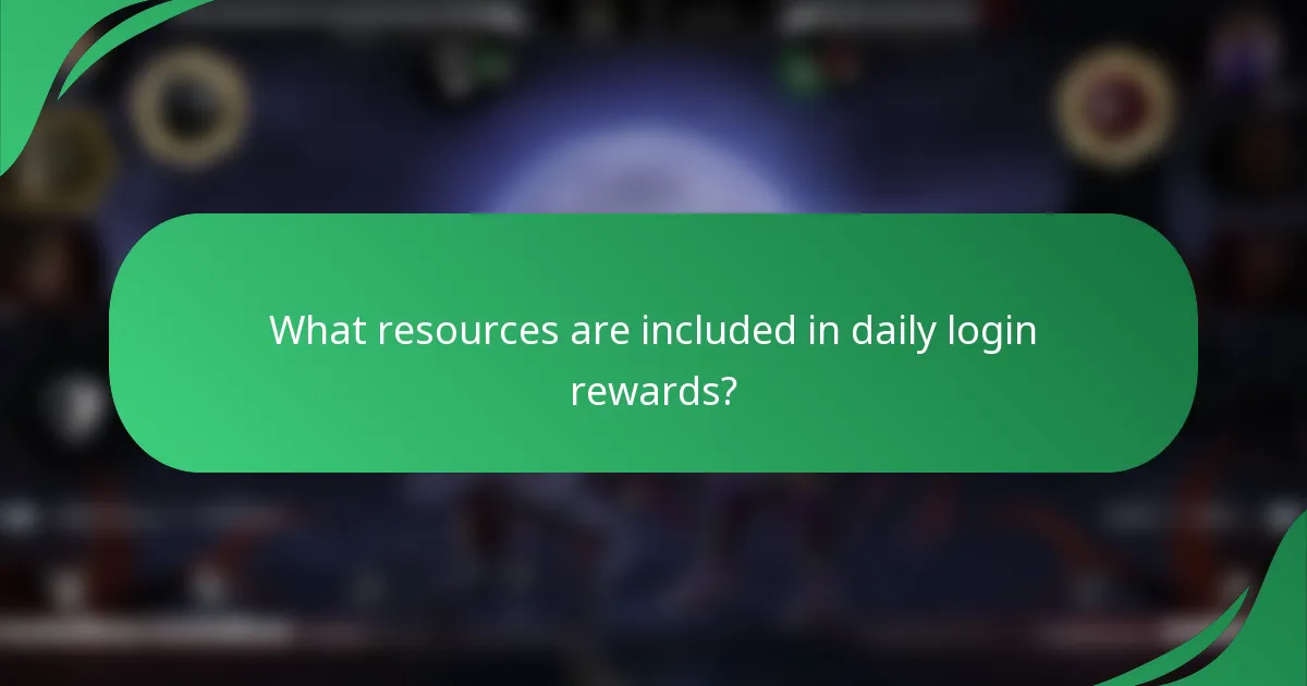 What resources are included in daily login rewards?